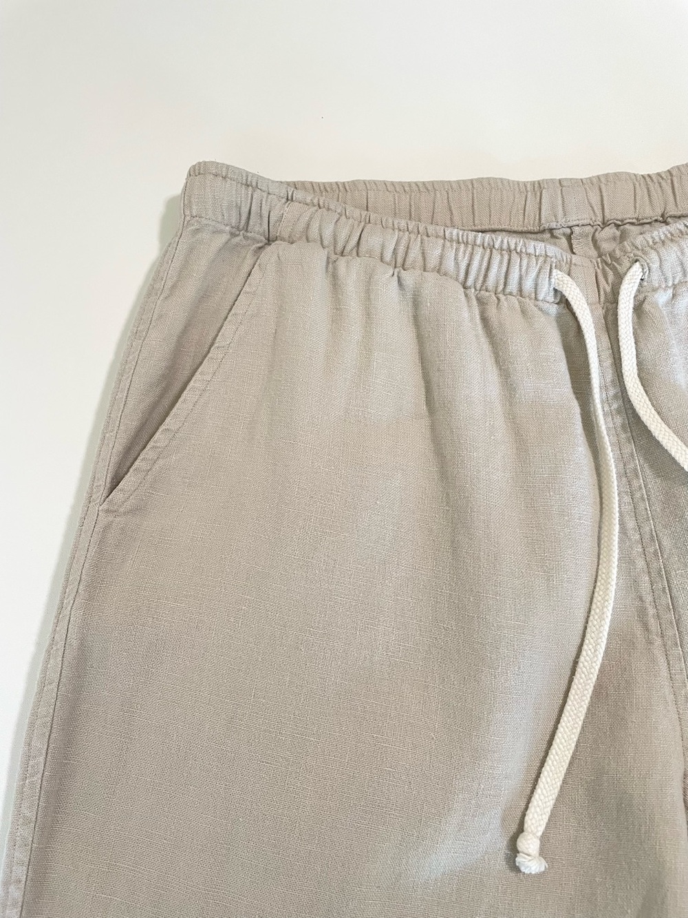 Alex Crane Bo Linen Pants Relaxed Drawstring Pull On Normandy Flax Bone Large - Picture 12 of 16